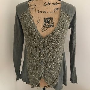 Meadow Rue for Anthropologie olive green crocheted /cotton cardigan